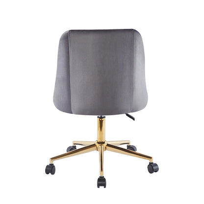 Fauteuil de bureau pivotant Porthos Home Ryo, velours, pieds chromés dorés