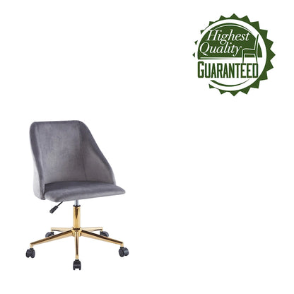 Fauteuil de bureau pivotant Porthos Home Ryo, velours, pieds chromés dorés