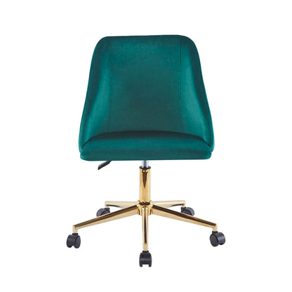 Fauteuil de bureau pivotant Porthos Home Ryo, velours, pieds chromés dorés
