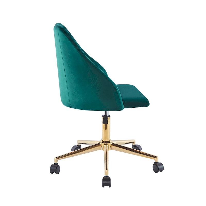 Fauteuil de bureau pivotant Porthos Home Ryo, velours, pieds chromés dorés