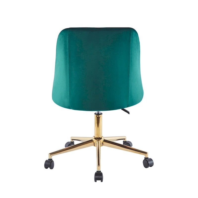 Fauteuil de bureau pivotant Porthos Home Ryo, velours, pieds chromés dorés