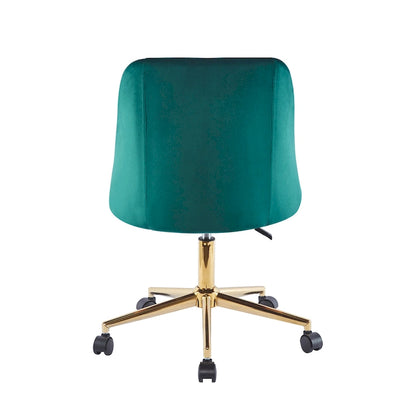 Fauteuil de bureau pivotant Porthos Home Ryo, velours, pieds chromés dorés