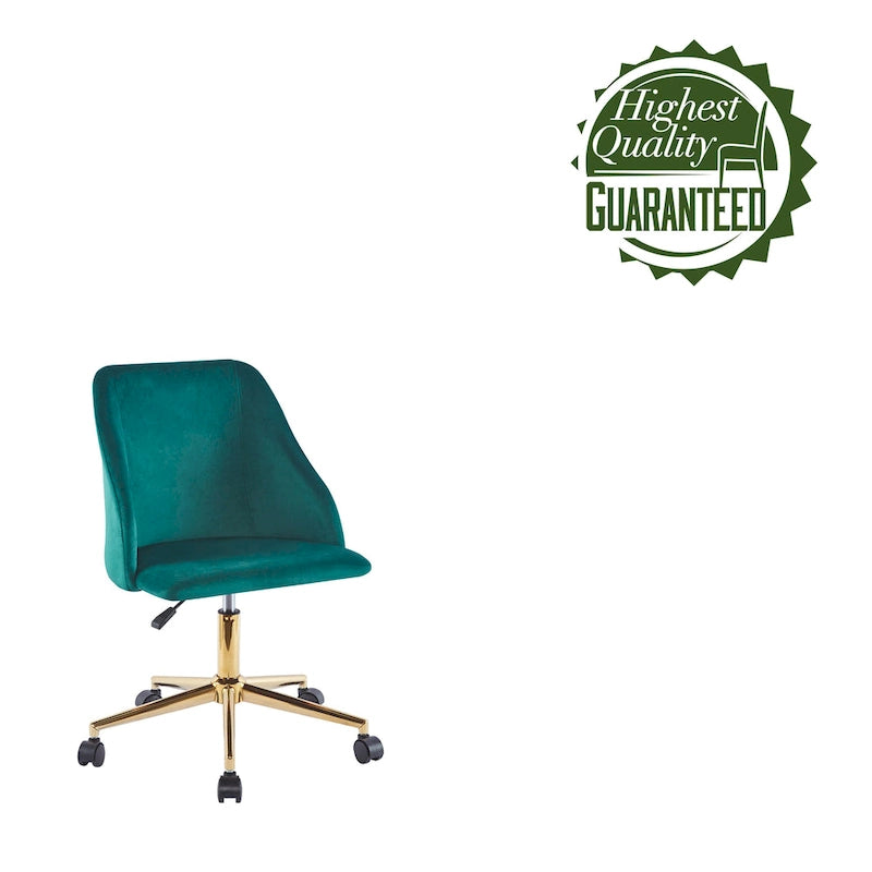 Fauteuil de bureau pivotant Porthos Home Ryo, velours, pieds chromés dorés