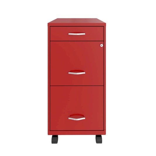 Classeur mobile en métal Space Solutions 18 Deep à 3 tiroirs, rouge lave