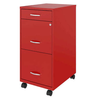 Classeur mobile en métal Space Solutions 18 Deep à 3 tiroirs, rouge lave