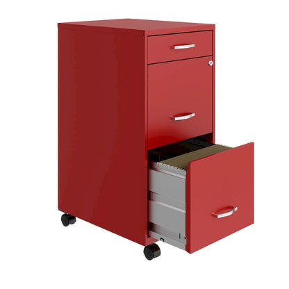 Classeur mobile en métal Space Solutions 18 Deep à 3 tiroirs, rouge lave