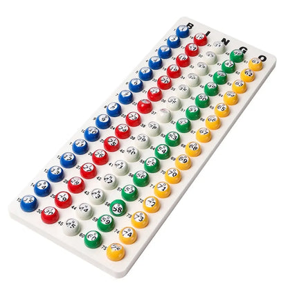 Jeu de bingo GSE : plateau maître et ensemble de 7/8 boules de bingo multicolores en plastique pour cage de bingo