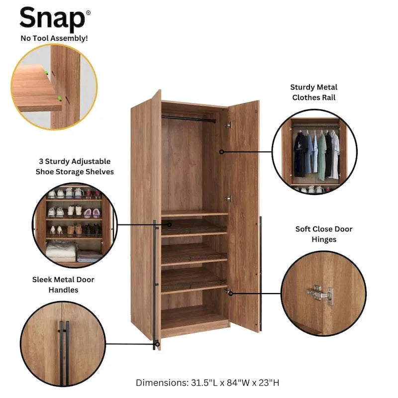 Armoire-penderie modulaire moderne autoportante Manhattan Comfort Lee, composée de 3 pièces