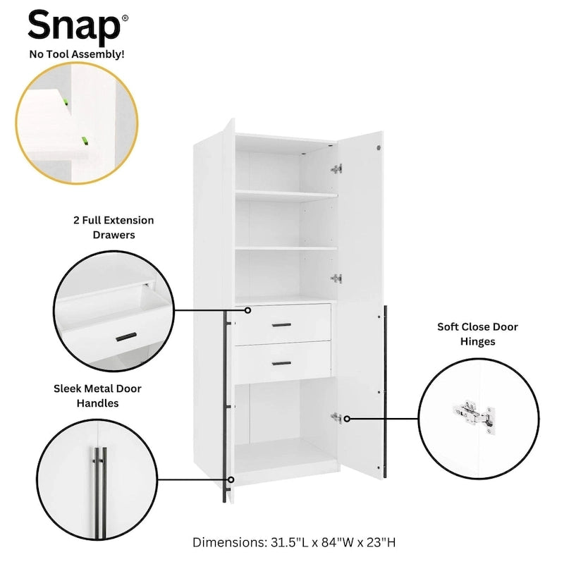 Armoire-penderie modulaire moderne autoportante Manhattan Comfort Lee, composée de 3 pièces