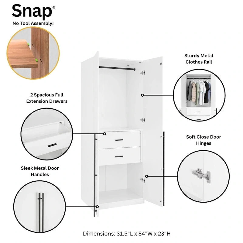 Armoire-penderie modulaire moderne autoportante Manhattan Comfort Lee, composée de 3 pièces