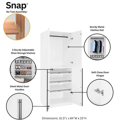 Armoire-penderie modulaire moderne autoportante Manhattan Comfort Lee, composée de 3 pièces