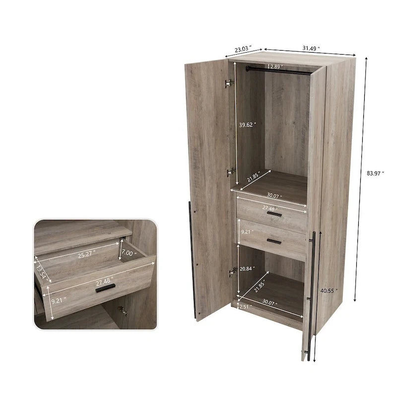 Armoire-penderie modulaire moderne autoportante Manhattan Comfort Lee, composée de 3 pièces
