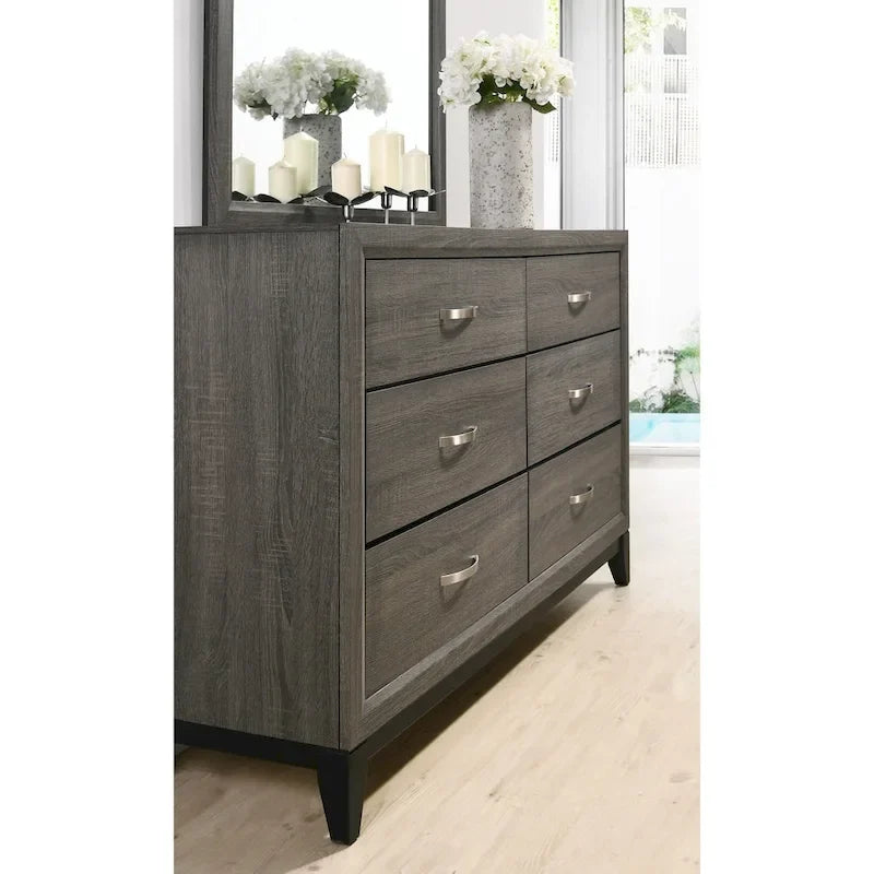 Ensemble de chambre à coucher Roundhill Furniture Stout Panel comprenant lit, commode, miroir et table de chevet
