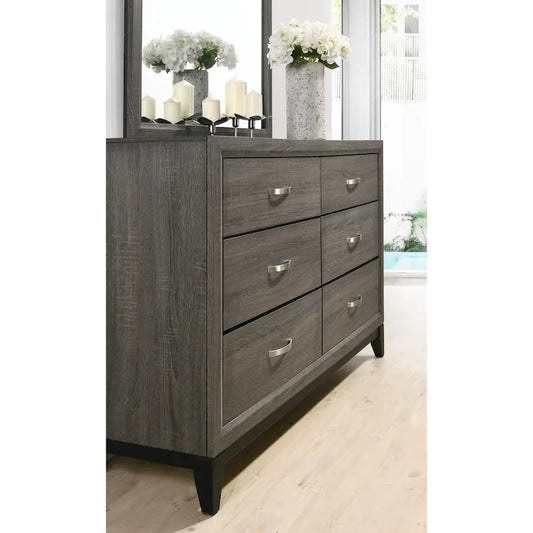 Ensemble de chambre à coucher Roundhill Furniture Stout Panel comprenant lit, commode, miroir et table de chevet