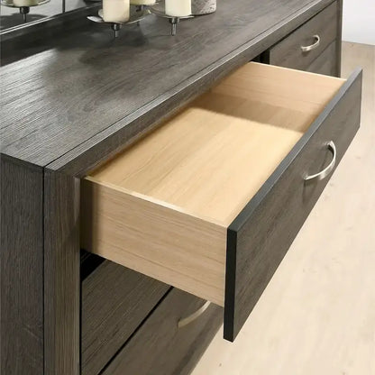 Ensemble de chambre à coucher Roundhill Furniture Stout Panel comprenant lit, commode, miroir et table de chevet