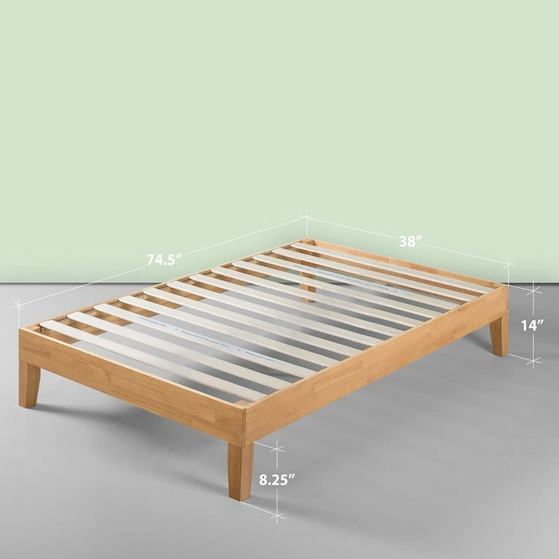 Priage by Zinus Lit plateforme de luxe en bois de pin massif de 14 pouces