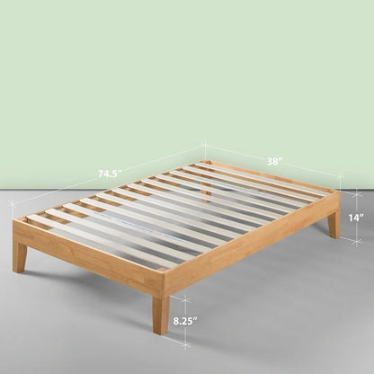 Priage by Zinus Lit plateforme de luxe en bois de pin massif de 14 pouces