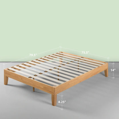 Priage by Zinus Lit plateforme de luxe en bois de pin massif de 14 pouces