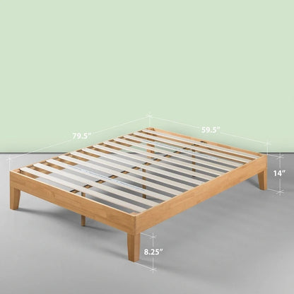 Priage by Zinus Lit plateforme de luxe en bois de pin massif de 14 pouces