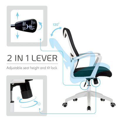 Chaise de bureau Porthos Home Casen, dossier en maille, assise réglable en hauteur