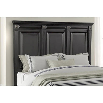 Ensemble de chambre à coucher Roundhill Furniture Renova 4 pièces avec panneaux en bois noir vintage