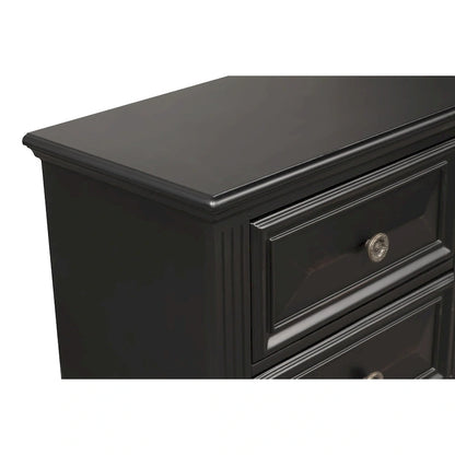 Ensemble de chambre à coucher Roundhill Furniture Renova 4 pièces avec panneaux en bois noir vintage