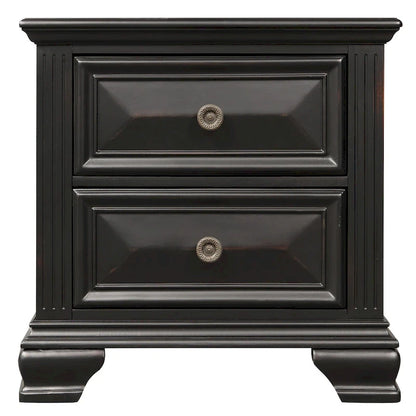 Ensemble de chambre à coucher Roundhill Furniture Renova 4 pièces avec panneaux en bois noir vintage