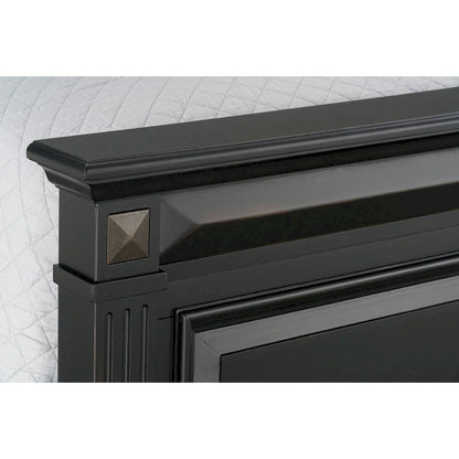 Ensemble de chambre à coucher Roundhill Furniture Renova 4 pièces avec panneaux en bois noir vintage