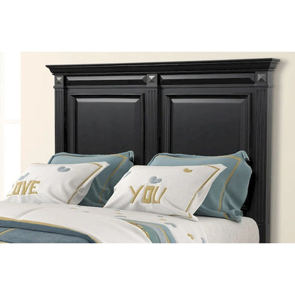 Ensemble de chambre à coucher Roundhill Furniture Renova 4 pièces avec panneaux en bois noir vintage