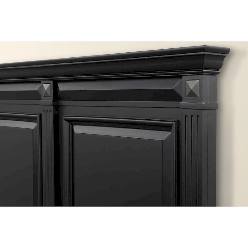 Ensemble de chambre à coucher Roundhill Furniture Renova 4 pièces avec panneaux en bois noir vintage