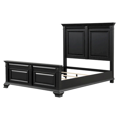 Ensemble de chambre à coucher Roundhill Furniture Renova 4 pièces avec panneaux en bois noir vintage