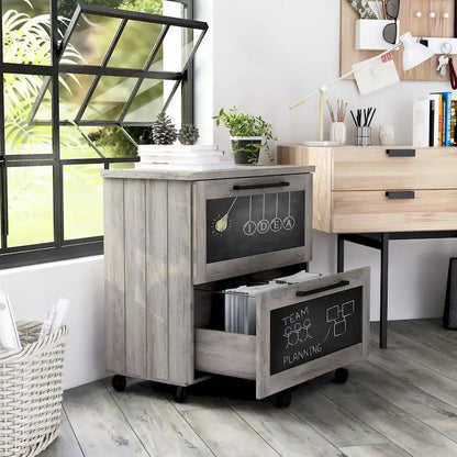 DH BASIC Rustic Grey 2-Drawer File Cabinet by Denhour