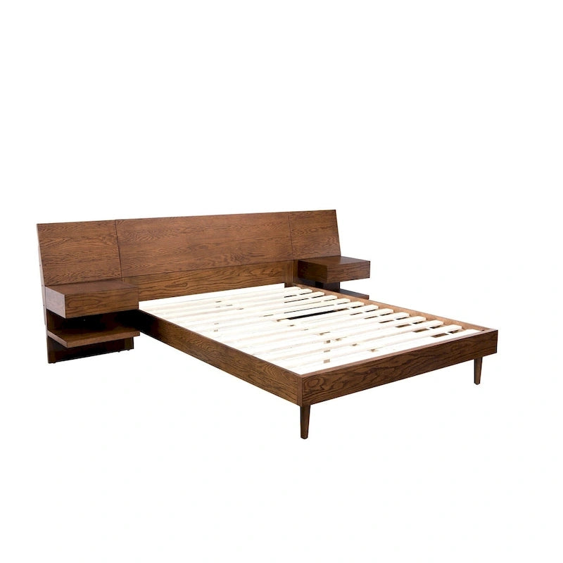 Lit Clark Pecan INK+IVY avec deux tables de chevet