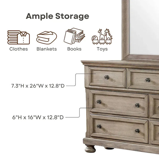 Ensemble lit traîneau et commode de rangement Nahkohe en bois gris transitionnel, 2 pièces, par Furniture of America