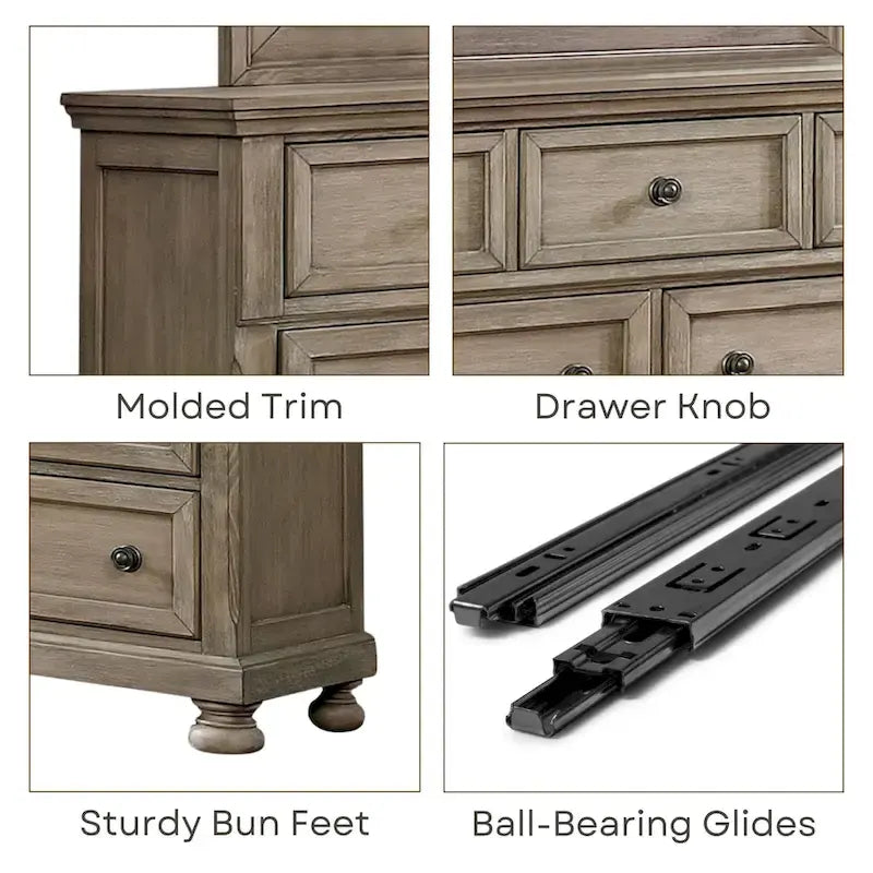 Ensemble lit traîneau et commode de rangement Nahkohe en bois gris transitionnel, 2 pièces, par Furniture of America