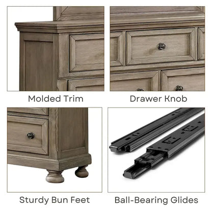 Ensemble lit traîneau et commode de rangement Nahkohe en bois gris transitionnel, 2 pièces, par Furniture of America