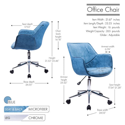 Chaise de bureau réglable Porthos Home Xen, microfibre, piètement chromé
