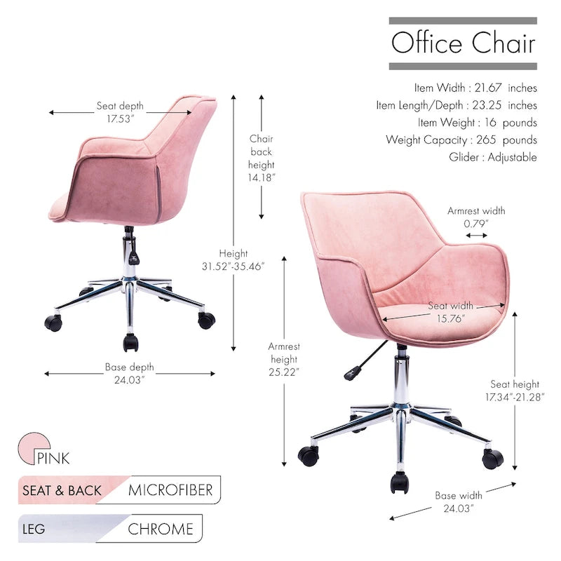 Chaise de bureau réglable Porthos Home Xen, microfibre, piètement chromé