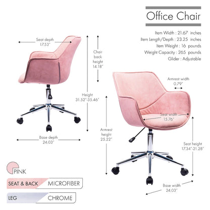 Chaise de bureau réglable Porthos Home Xen, microfibre, piètement chromé