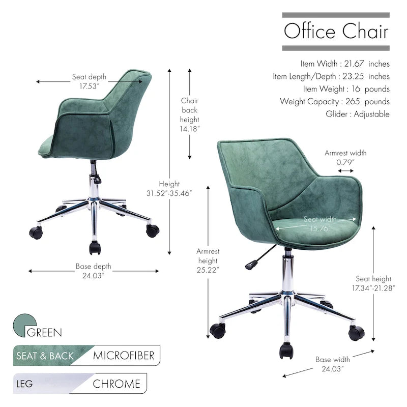 Chaise de bureau réglable Porthos Home Xen, microfibre, piètement chromé