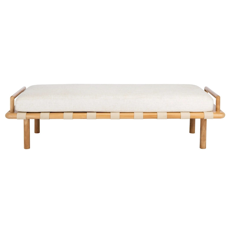 Banc à coussins en teck Grizelda de SAFAVIEH Couture - 178 cm L x 66 cm P x 48 cm H