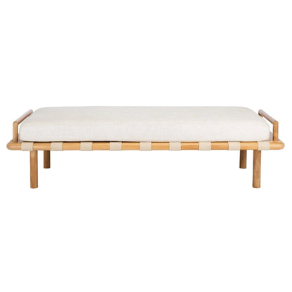 Banc à coussins en teck Grizelda de SAFAVIEH Couture - 178 cm L x 66 cm P x 48 cm H