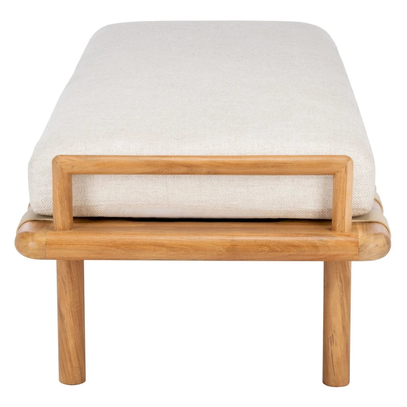 Banc à coussins en teck Grizelda de SAFAVIEH Couture - 178 cm L x 66 cm P x 48 cm H
