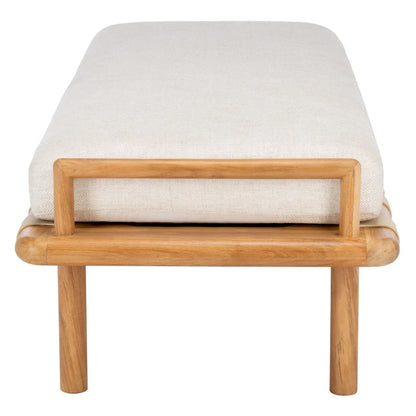 Banc à coussins en teck Grizelda de SAFAVIEH Couture - 178 cm L x 66 cm P x 48 cm H