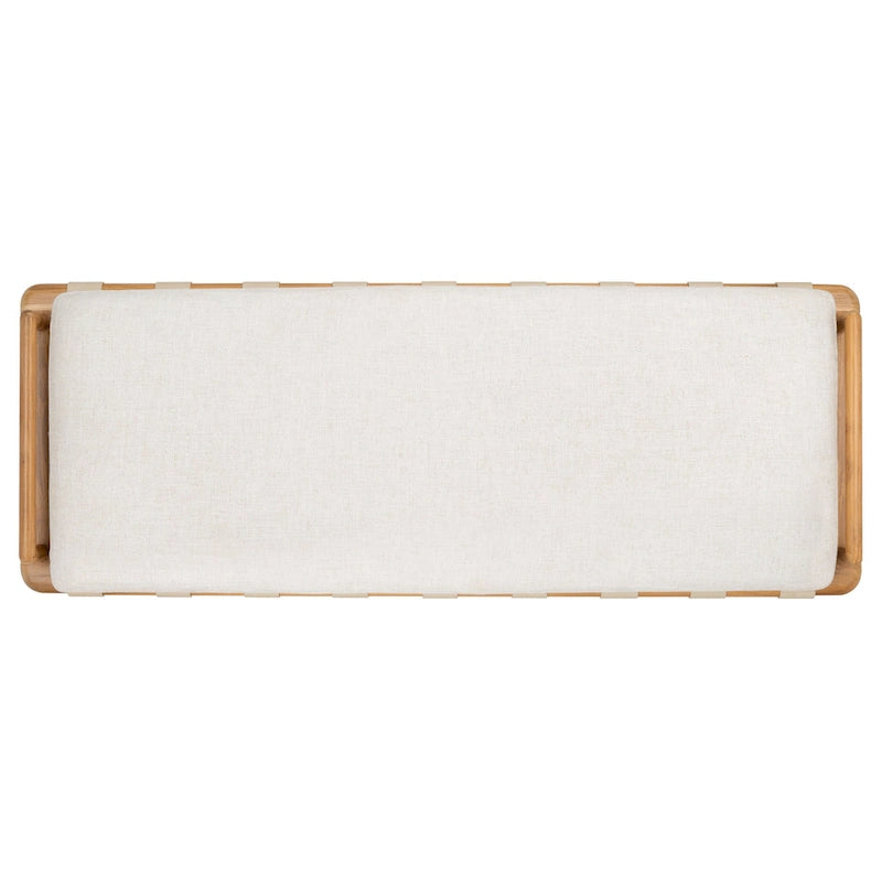 Banc à coussins en teck Grizelda de SAFAVIEH Couture - 178 cm L x 66 cm P x 48 cm H