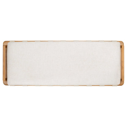 Banc à coussins en teck Grizelda de SAFAVIEH Couture - 178 cm L x 66 cm P x 48 cm H