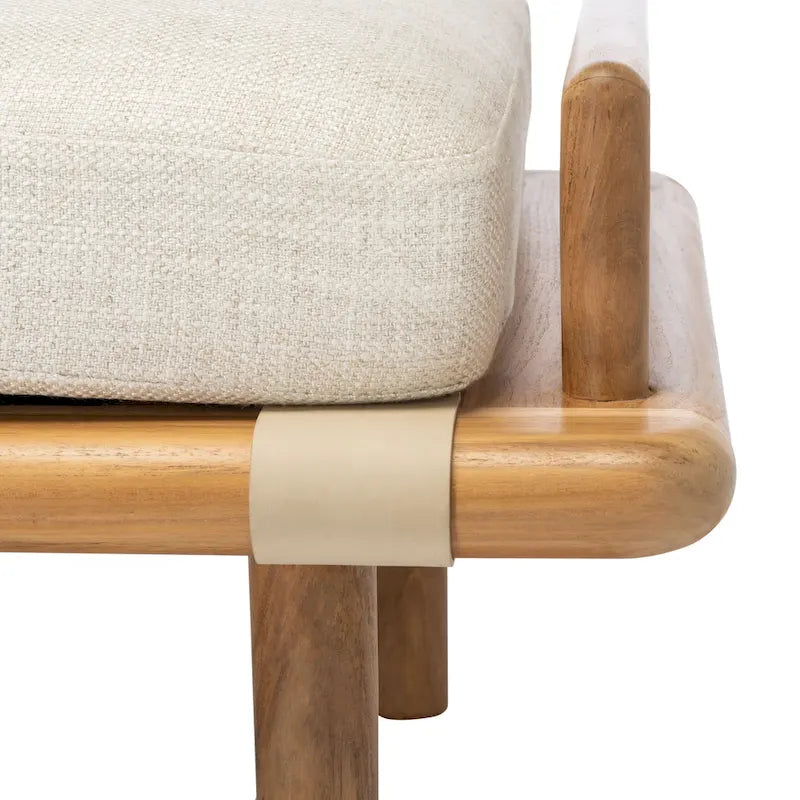 Banc à coussins en teck Grizelda de SAFAVIEH Couture - 178 cm L x 66 cm P x 48 cm H