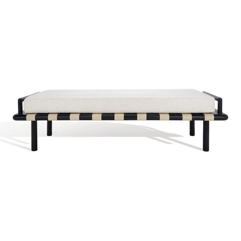 Banc à coussins en teck Grizelda de SAFAVIEH Couture - 178 cm L x 66 cm P x 48 cm H