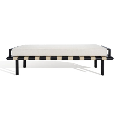 Banc à coussins en teck Grizelda de SAFAVIEH Couture - 178 cm L x 66 cm P x 48 cm H