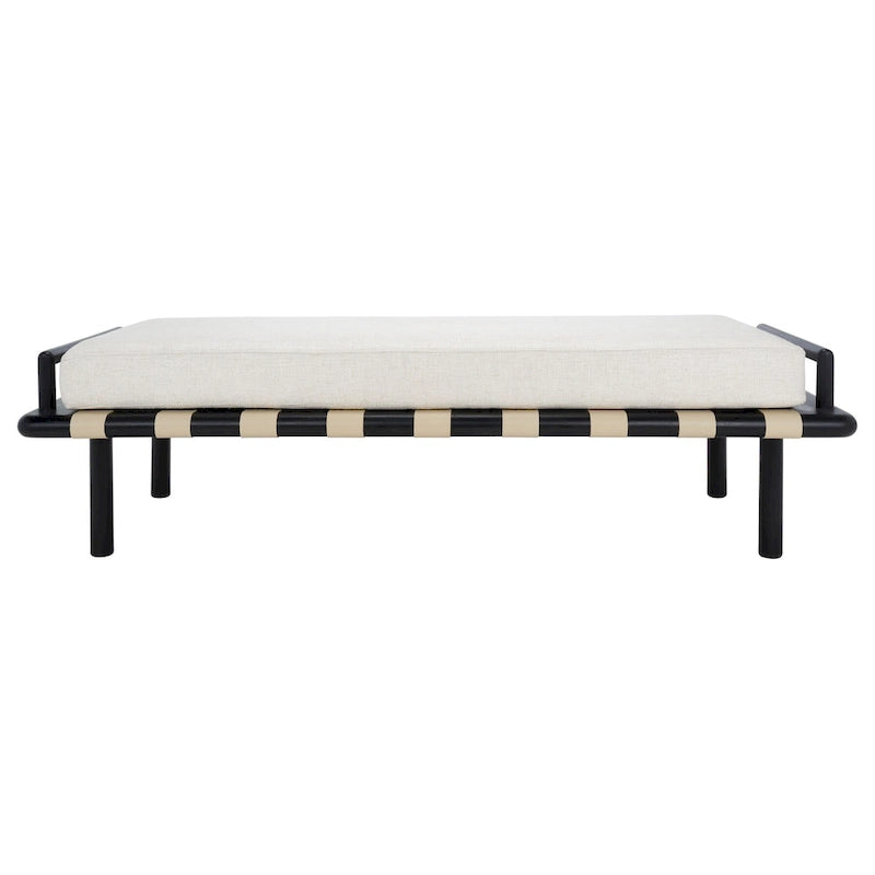 Banc à coussins en teck Grizelda de SAFAVIEH Couture - 178 cm L x 66 cm P x 48 cm H